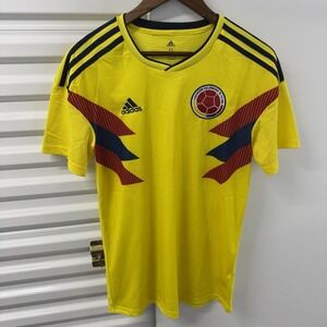 Adidas Colombia Soccer Jersey Mens Medium Yellow Climalite Futbol